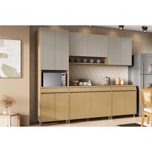 Cozinha Completa Simone Mendes 5 Peças (2aéreos+2balcões+1paneleiro) C5p114 Carvalho-cinza -