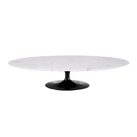 Mesa de Centro Saarinen 46cm Oval Carrara 120x80cm - Base Preta Mgsaarinen