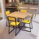 Ver imagem 3 de Conjunto Mesa de Jantar Quadrada Pinus 4 Cadeiras Estofado Riviera Industrial Don Castro Decor