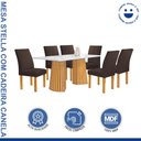 Ver imagem 2 de Conjunto Mesa Stella Ripada 170cm com 6 Cadeiras Canela Tampo Smart Plus com Vidro