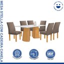 Ver imagem 2 de Conjunto Sala de Jantar Mesa 6 Cadeiras Vidro Ripado Stella Cinamomo/Off White/Veludo Bege Escuro