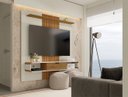 Ver imagem 4 de Painel para TV com Porta Damadine Off White Cinamomo Pintura 3D Ripada