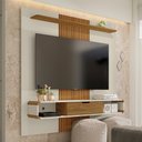 Ver imagem 1 de Painel para TV com Porta Damadine Off White Cinamomo Pintura 3D Ripada