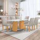 Ver imagem 1 de Conjunto Mesa Stella Ripada 170cm com 6 Cadeiras Canela Tampo Smart Plus com Vidro
