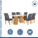 Ver imagem 2 de Conjunto Mesa Stella Ripada 170cm com 6 Cadeiras Canela Tampo Smart Plus com Vidro