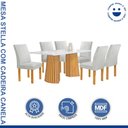 Ver imagem 2 de Conjunto Mesa Stella Ripada 170cm com 6 Cadeiras Canela Tampo Smart Plus com Vidro