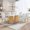 Ver imagem 1 de Conjunto Mesa Stella Ripada 170cm com 6 Cadeiras Canela Tampo Smart Plus com Vidro