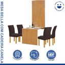 Ver imagem 2 de Conjunto Mesa Bella Ripada 120cm com 4 Cadeiras Canela Tampo Bella com Vidro