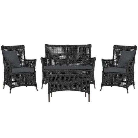 Jogo Sofá 2 Poltronas e Mesa Igapó Marrom E11 Trama Original Preto