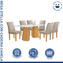 Ver imagem 2 de Conjunto Mesa Stella Ripada 170cm com 6 Cadeiras Canela Tampo Smart Plus com Vidro