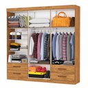 Ver imagem 3 de Guarda-roupa Casal Genova 6 Portas 4 Gavetas com Espelho Cinamomo - Carioca Móveis
