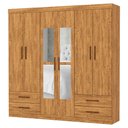 Ver imagem 2 de Guarda-roupa Casal Genova 6 Portas 4 Gavetas com Espelho Cinamomo - Carioca Móveis