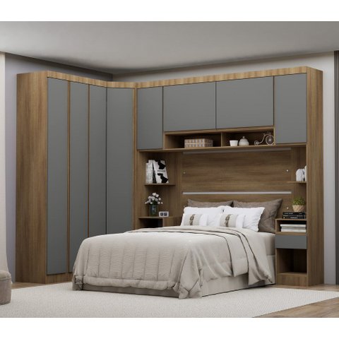 Guarda Roupa Dormitório Modulado Veneza Casal Queen 1,58 m Canto Luciane M06:Cinza Supremo