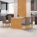 Ver imagem 1 de Conjunto Mesa Bella Ripada 120cm com 4 Cadeiras Canela Tampo Bella com Vidro