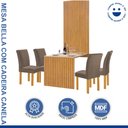 Ver imagem 2 de Conjunto Mesa Bella Ripada 120cm com 4 Cadeiras Canela Tampo Bella com Vidro