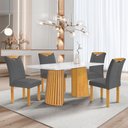 Ver imagem 1 de Conjunto Mesa Stella Ripada 120cm com 4 Cadeiras Stella Tampo Smart Plus com Vidro