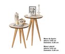 Ver imagem 2 de Kit 2 Mesas Lateral e Apoio 40cm Manu Pés Palito Cor Off White / Freijó - Comprar Moveis em Casa