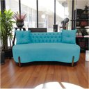 Ver mais imagens de Sofá 2 Lugares Orgânico Curvo Tókio 150cm Suede Azul Turquesa
