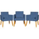Ver imagem 1 de Kit 3 Poltronas Decorativa para Sala Recepção Consultório Escritório Nina Tecido Suede