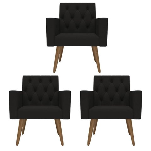 Design Exclusivo na Sala de Espera: Kit 3 Poltronas Capitonê Preto
