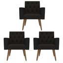 Ver imagem 1 de Design Exclusivo na Sala de Espera: Kit 3 Poltronas Capitonê Preto