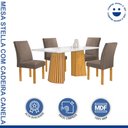 Ver imagem 2 de Conjunto Sala de Jantar Mesa 4 Cadeiras Vidro Ripado Stella Cinamomo/Off White/Veludo Bege Escuro