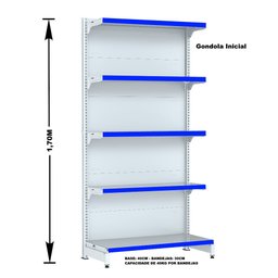 Gondola Parede 170 Fit Ate 4 Metros Branco 20 Bandeja Pe Azul - 2