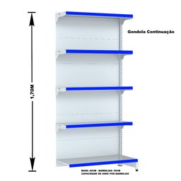 Gondola Parede 170 Fit Ate 4 Metros Branco 20 Bandeja Pe Azul - 3