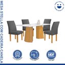 Ver imagem 2 de Conjunto Mesa Stella Ripada 120cm com 4 Cadeiras Canela Tampo Smart Plus com Vidro