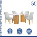 Ver imagem 2 de Conjunto Mesa Stella Ripada 120cm com 4 Cadeiras Canela Tampo Smart Plus com Vidro