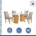 Ver imagem 2 de Conjunto Mesa Stella Ripada 120cm com 4 Cadeiras Canela Tampo Smart Plus com Vidro