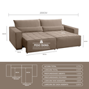 Ver imagem 4 de Sofa Cama 200cm Retratil e Reclinavel 4 Lugares Nepal Bege Castor