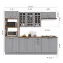 Ver imagem 3 de Cozinha Modulada 5 Peças Torre Quente 2 Balcões com Tampo 2 Aéreos 100% MDF com Vidro e Rodapé Bari Cinza/Titanio Fosco