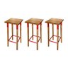 Kit 3 Banquetas Bistro Industrial Colors Ferro e Madeira Maciça - Vermelha Vermelho - 1