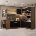 Ver imagem 1 de Armário de Cozinha Completa de Canto 504cm Rustic/Preto Glamy Madesa 01