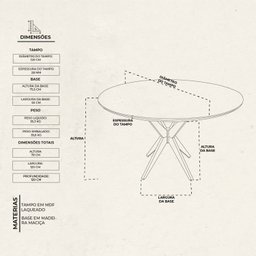 Mesa de Jantar Acássia Tampo em Mdf com Vidro e Base em Madeira - 3