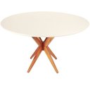 Ver imagem 3 de Mesa de Jantar Acássia Tampo em MDF com Vidro e Base em Madeira Branco/Off-White
