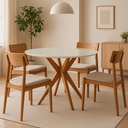 Ver imagem 6 de Mesa de Jantar Acássia Tampo em MDF com Vidro e Base em Madeira Branco/Off-White