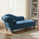 Ver imagem 1 de Recamier Decorativo Divã Amsterdã 187cm Lado Direito Bouclé Azul Marinho