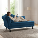 Ver imagem 2 de Recamier Decorativo Divã Amsterdã 187cm Lado Direito Bouclé Azul Marinho