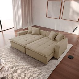 Sofá Cama Jupiter 3 Lugares Retrátil Reclinável 2,30m Linho com Molas Ensacadas - 2