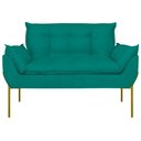 Ver imagem 3 de Poltrona Sofá Luxo Base Metal Dourado Recepção Escritório Azul Turquesa