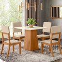 Ver imagem 1 de Mesa de Jantar 4 Lugares Bela Nature/off White/linho - Pnr Móveis
