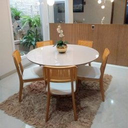 Mesa de Jantar Acássia Tampo em Mdf com Vidro e Base em Madeira - 7