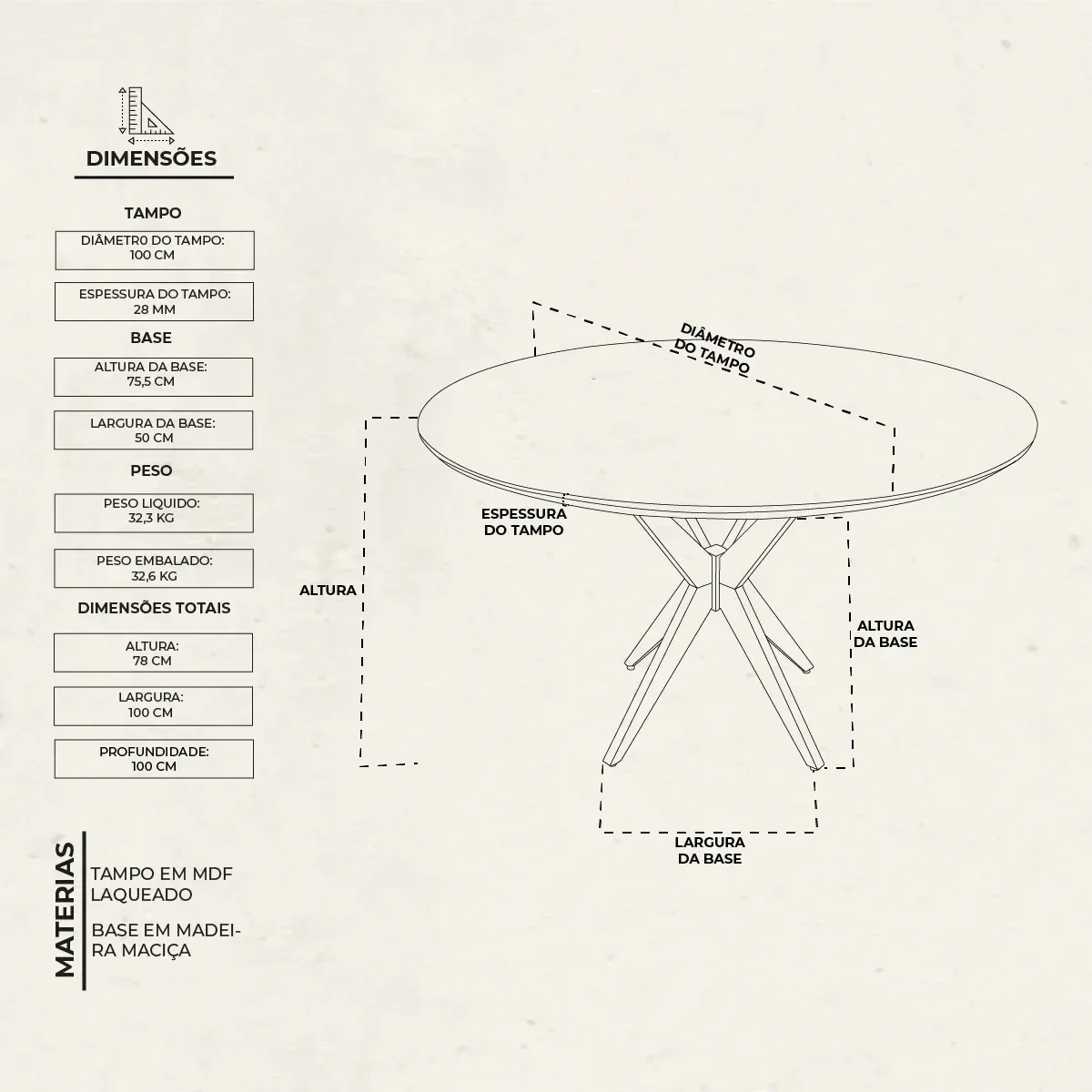 Ver imagem 4 de Mesa de Jantar Acássia Tampo em Mdf com Vidro e Base em Madeira
