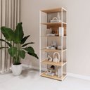Ver imagem 1 de Estante de Livros Industrial 63CMX173CM Metal 5 Prateleiras e Decoração Executive Marrom/Macadâmia/Branco