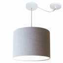 Ver imagem 1 de Lustre Pendente Cilíndrico com Desvio Md-4227 Cúpula em Tecido 40x30cm Rustico Cinza - Bivolt