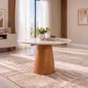 Ver imagem 1 de Mesa de Jantar Araçá Tampo em MDF com Vidro e Base em Madeira Branco/Off-White
