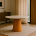 Ver imagem 1 de Mesa de Jantar Araçá Tampo em MDF com Vidro e Base em Madeira Branco/Off-White