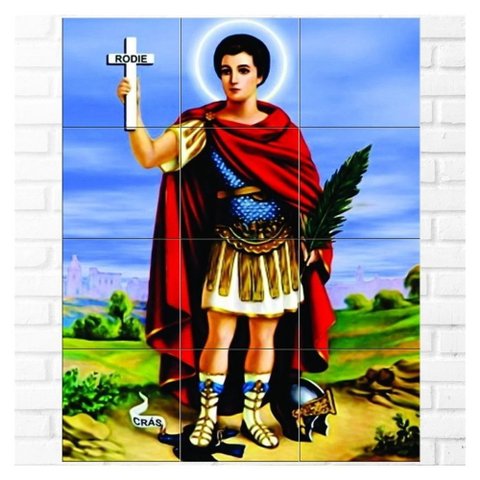 Quadro Santo Expedito com Cruz e Palma 80x60 em Azulejos
